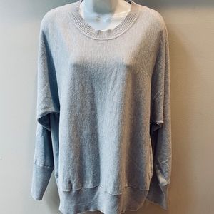 Halston Crew Neck Style Mixed Media Sweater. Soft Grey Relaxed Fit Size Large